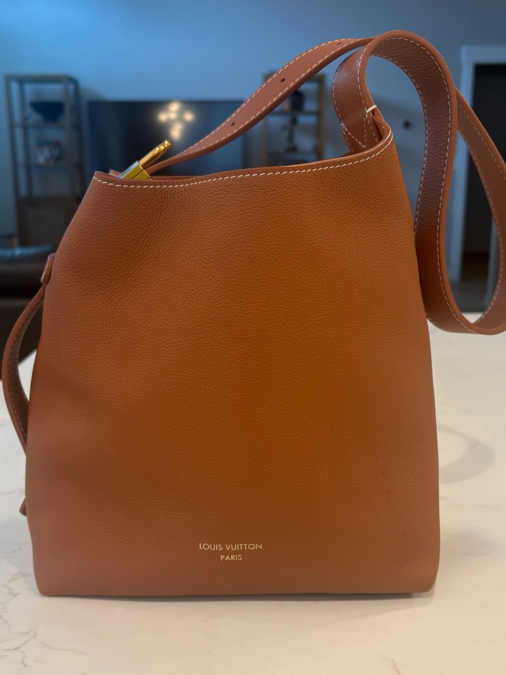 Louis Vuitton Low key hobo Cognac Brown Leather Shoulder Bag with Gold Accent